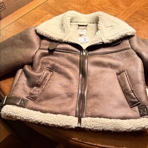 LOFT Brown Shearling Bomber Jacket